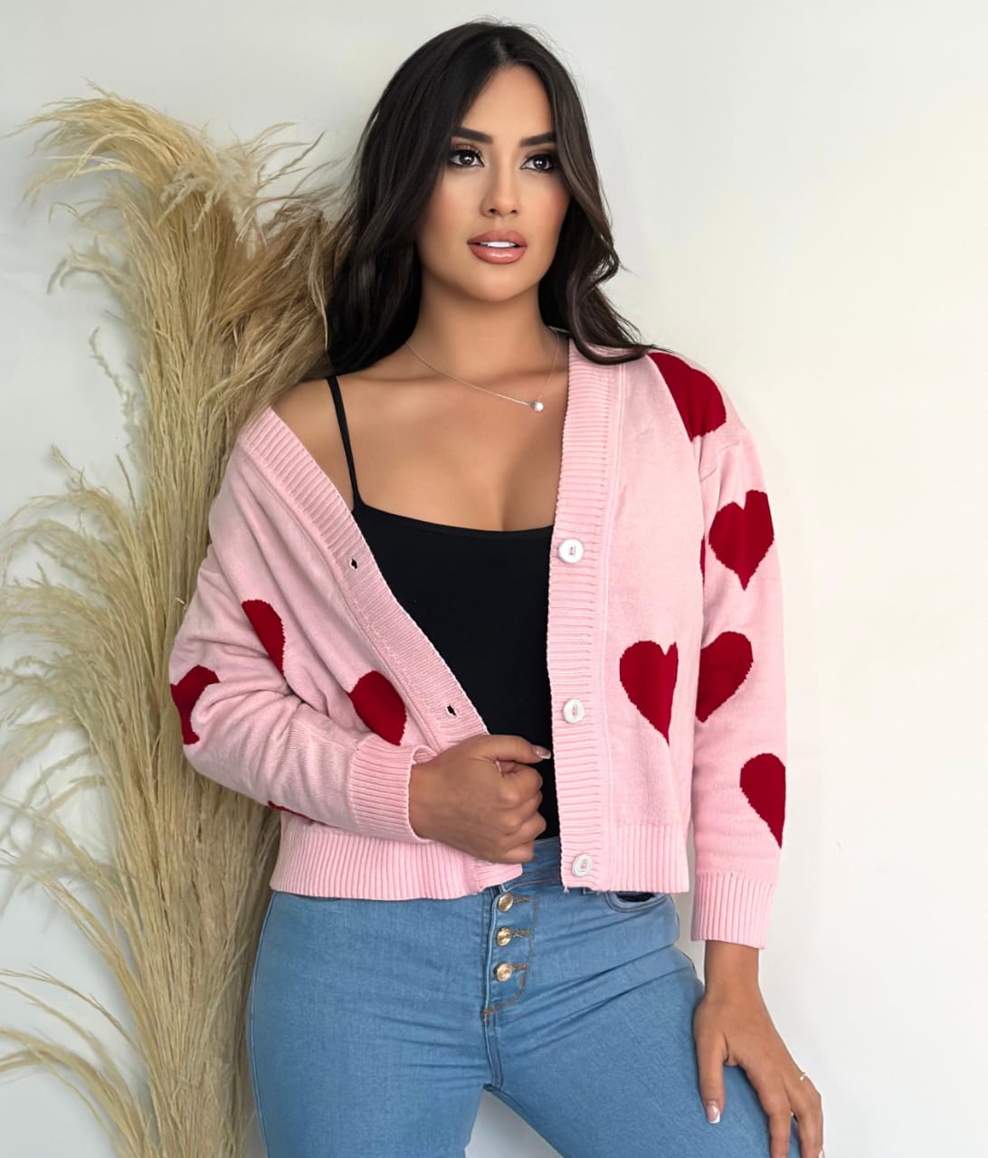 Suéter Abierto con Corazones