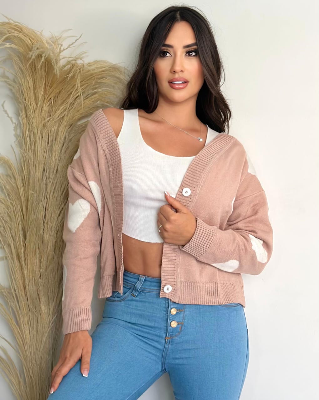 Suéter Abierto con Corazones