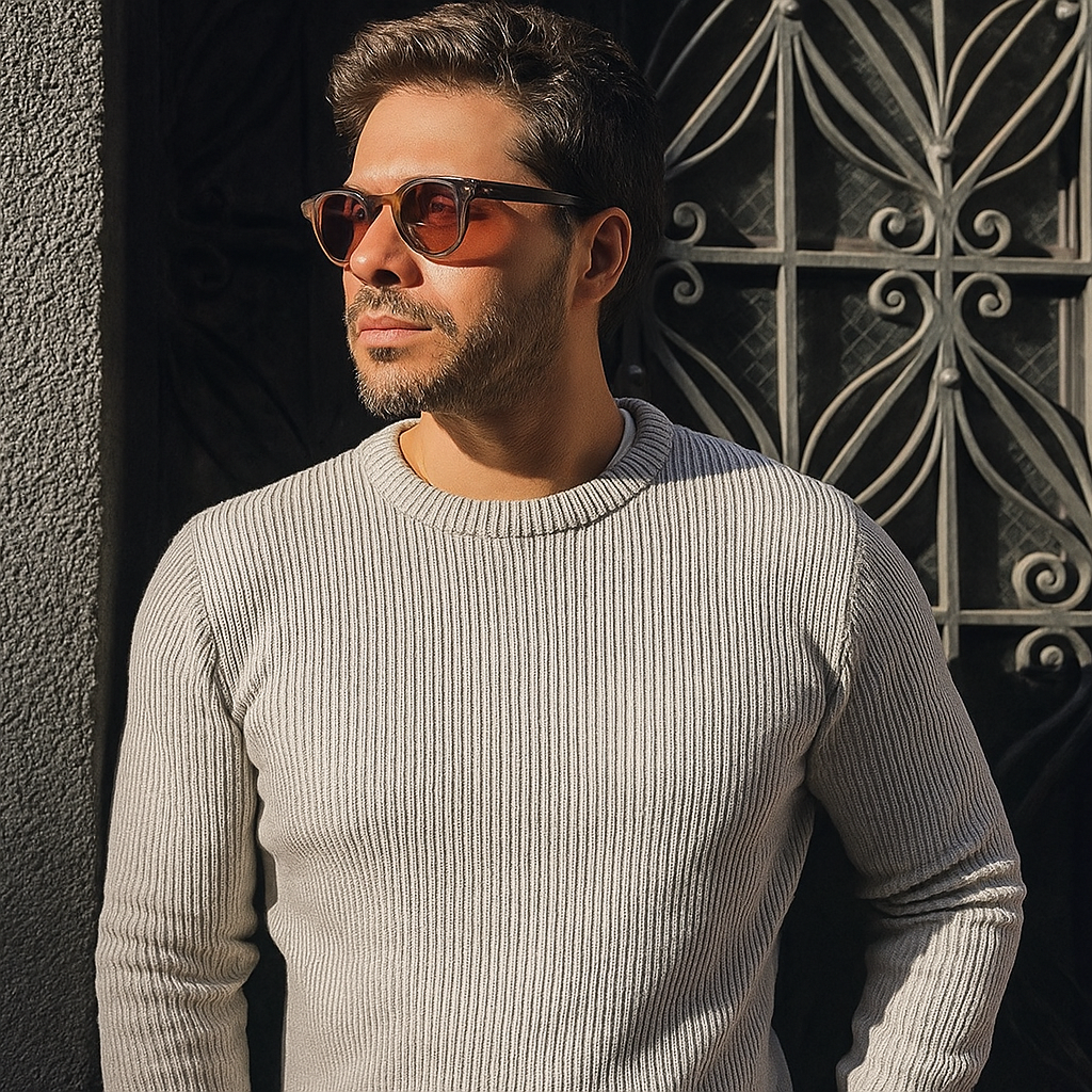 Suéter Cuello Redondo Acanalado