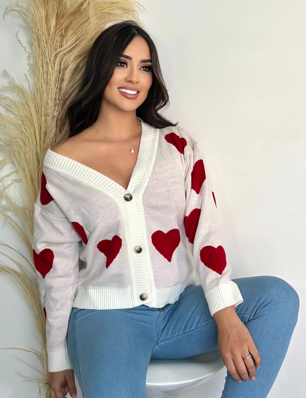 Suéter Abierto con Corazones