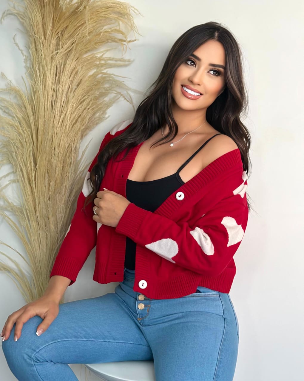 Suéter Abierto con Corazones