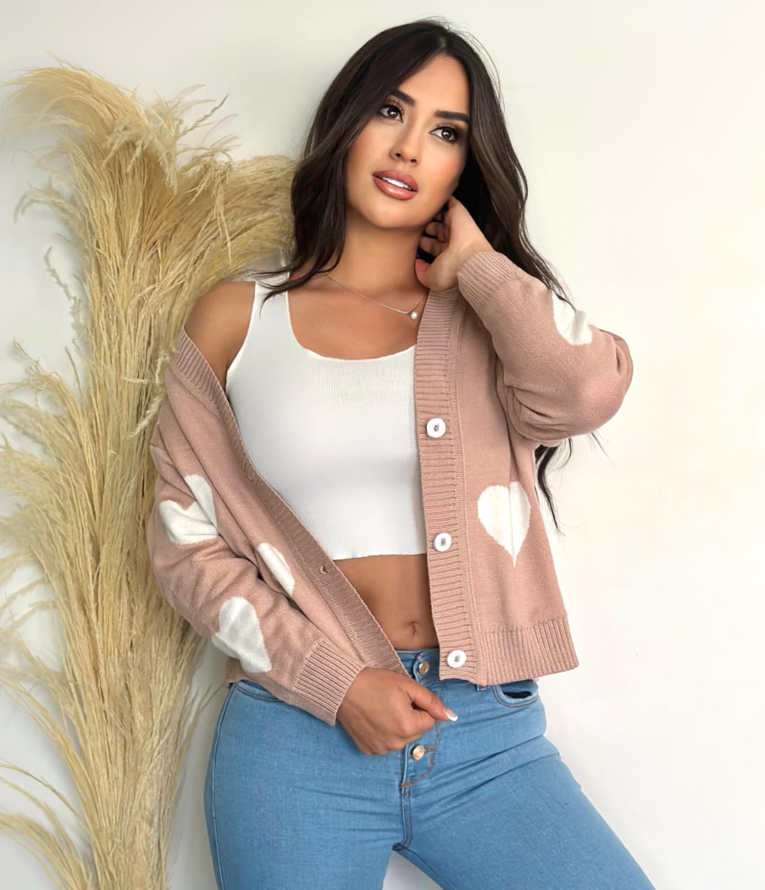 Suéter Abierto con Corazones