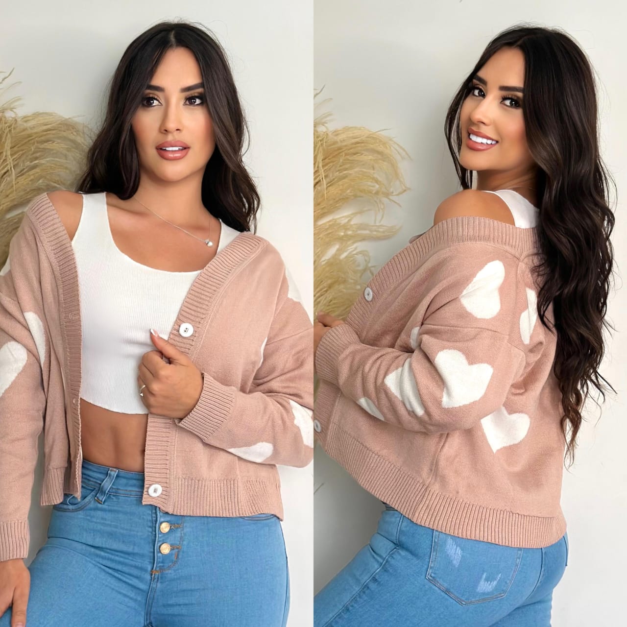 Suéter Abierto con Corazones